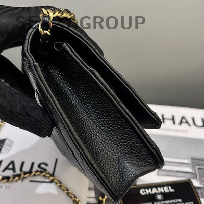 Chanel Black Caviar Leather WOC Chain Shoulder Crossbody Bag Classic