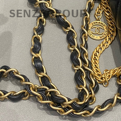 Chanel 23S Gold Coin Chain Shoulder Crossbody Bag Quilted Black Gold