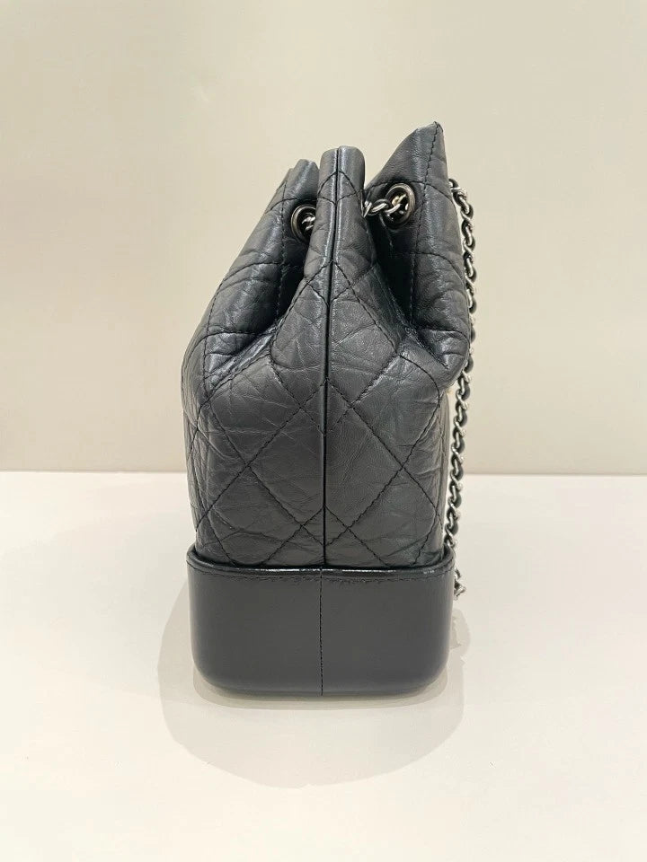 CHANEL Diamond Chain Backpack Black For Women