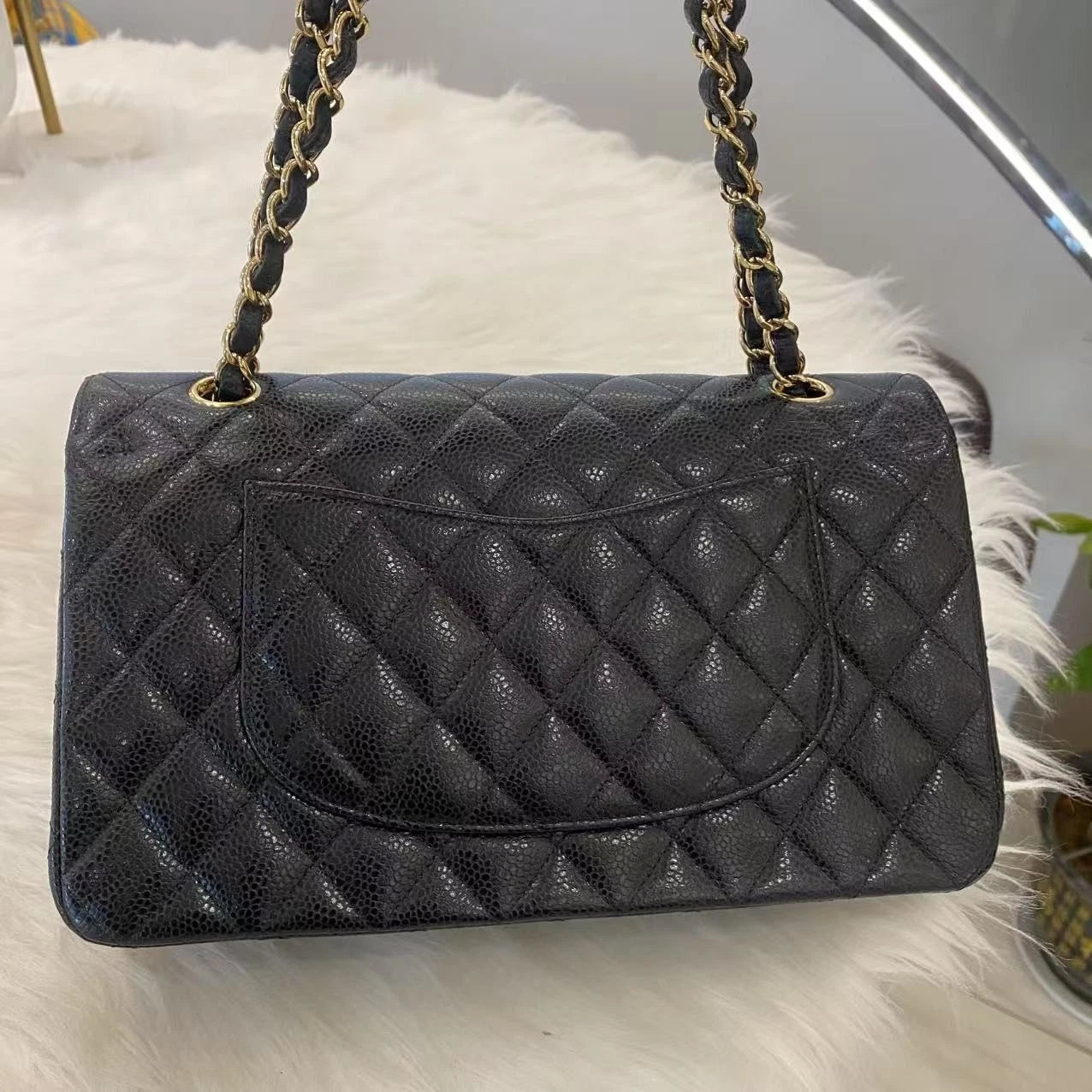 Chanel Classic Flap Medium Black Caviar Leather Chain Shoulder Bag