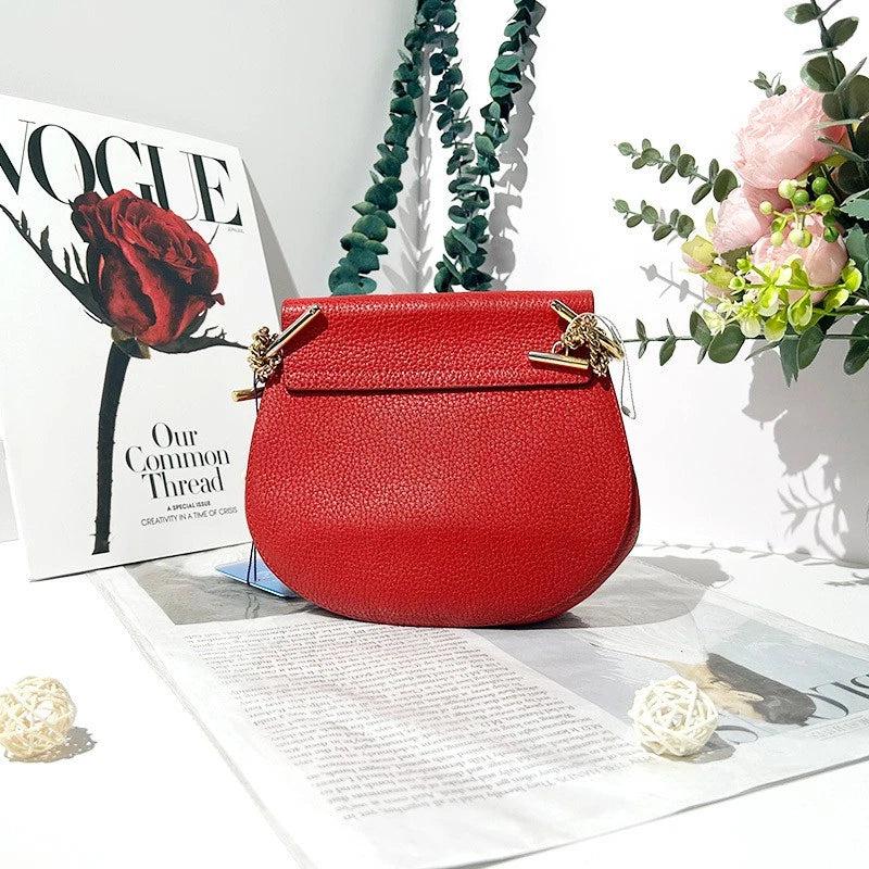 Chloe Red Leather Crossbody Shoulder Bag For Women