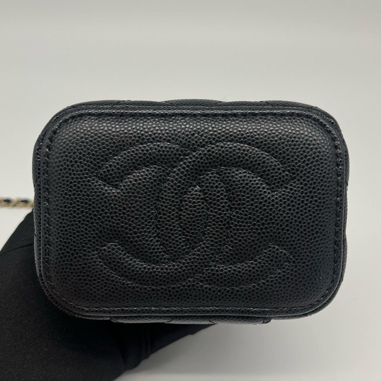 Chanel Mini Vanity Chain Crossbody Bag Black Gold Quilted Classic