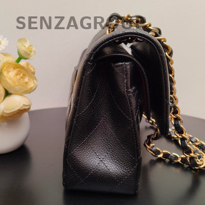 Chanel Classic Flap Small Black Gold Quilted Chain Shoulder Bag