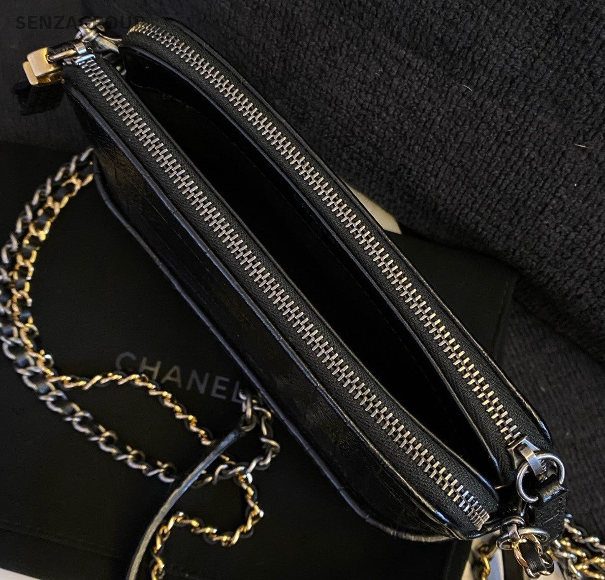 Chanel Gabrielle Mini Chain Shoulder Bag Black Gold Women Classic Fashion