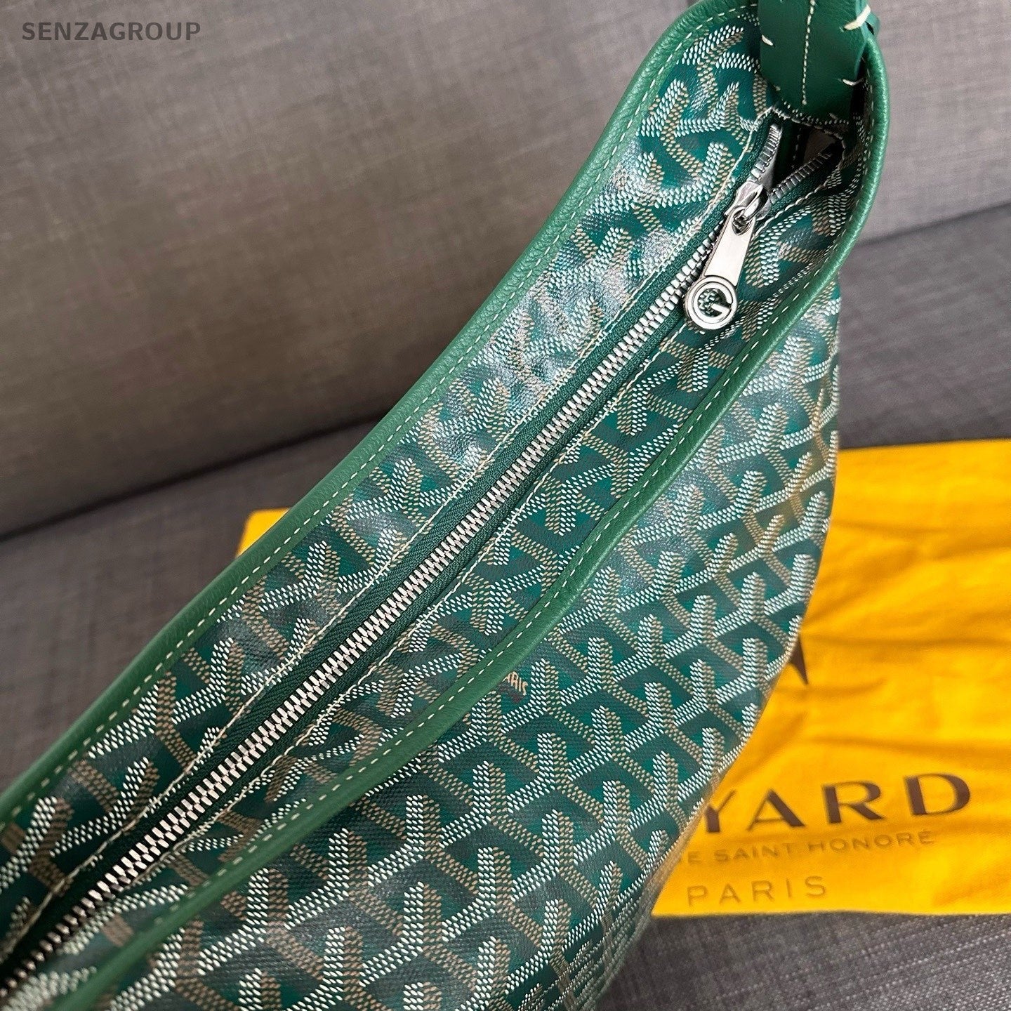 Goyard Hobo 2Way Top Handle Bag Shoulder Bag Green Silver Women Classic