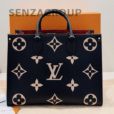 Louis Vuitton Black Gold Monogram Onthego Tote Medium Handbag Women