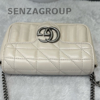 Gucci GG Marmont Mini Chain Shoulder Bag Silver Women's Classic