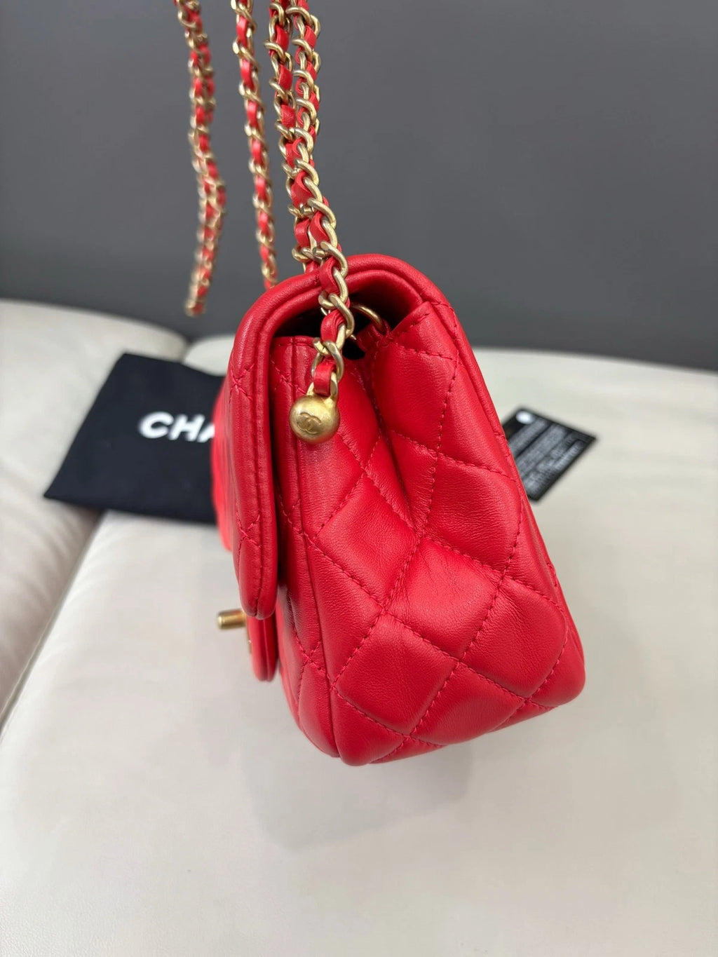 Chanel Square Mini Flap Crossbody Bag Water Red