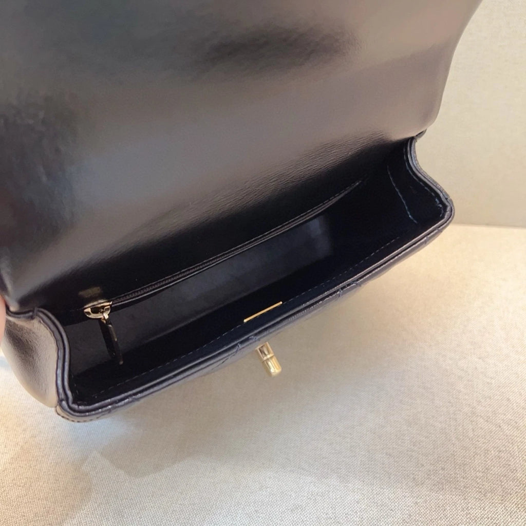 CHANEL Black Leather Handle Crossbody Bag For Women