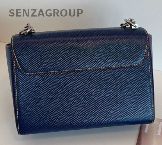 Louis Vuitton Twist MM Epi Chain Shoulder Bag Blue Silver Women Classic