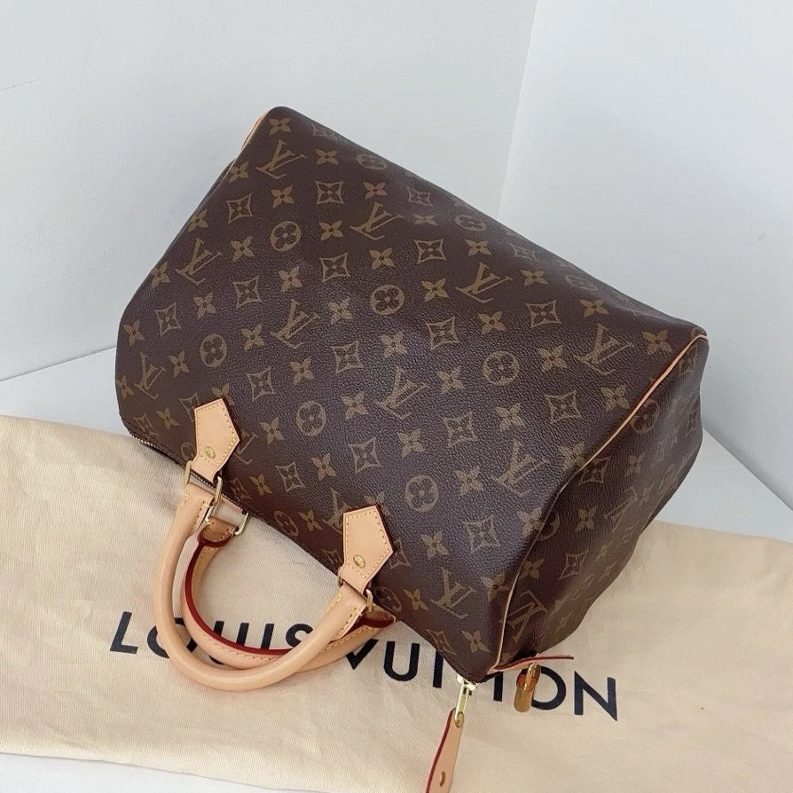 Excellent Louis Vuitton Speedy30 Monogram Canvas Handbag Gold Hardware No Strap