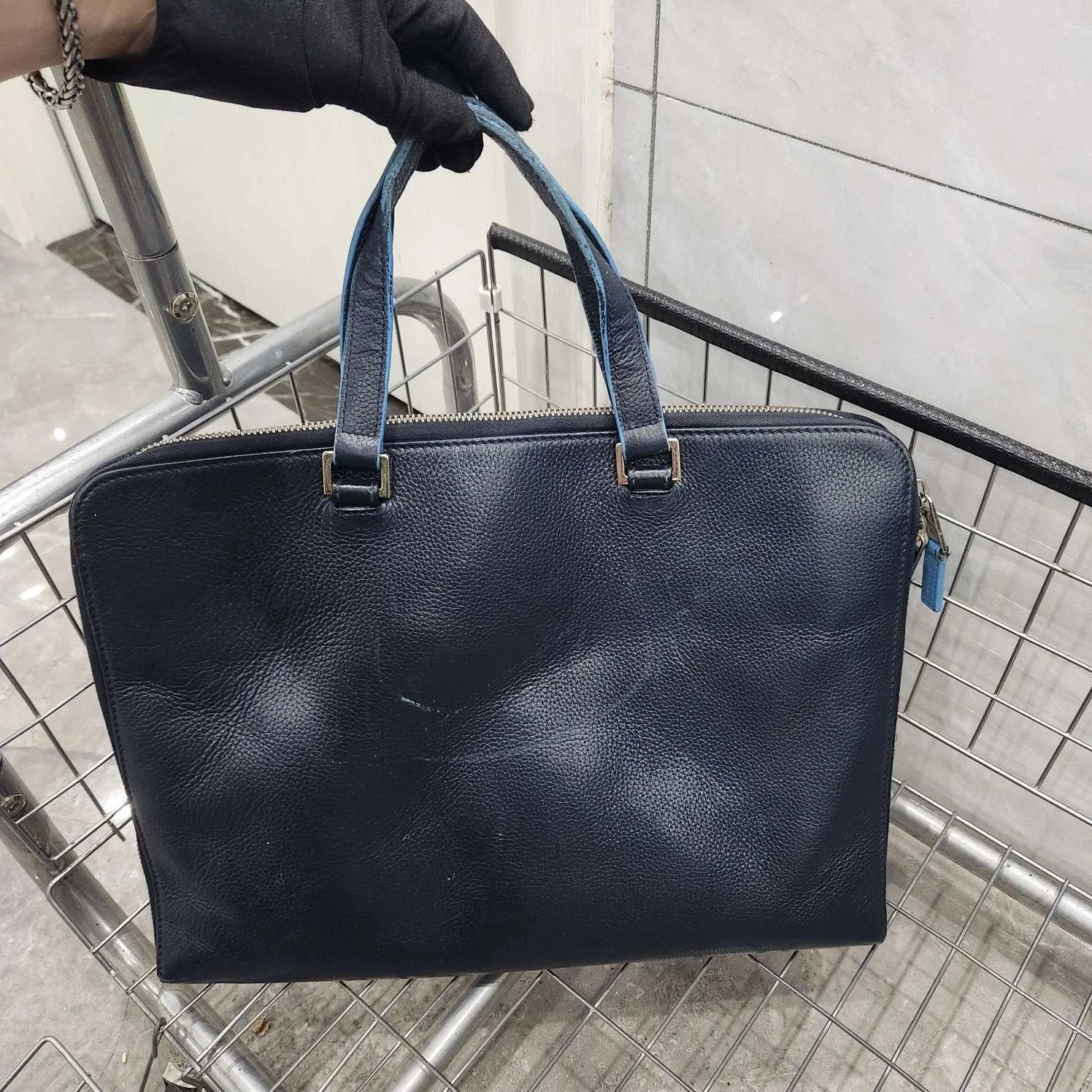 Dior Blue Colorblock Laptop Briefcase Handbag For Women