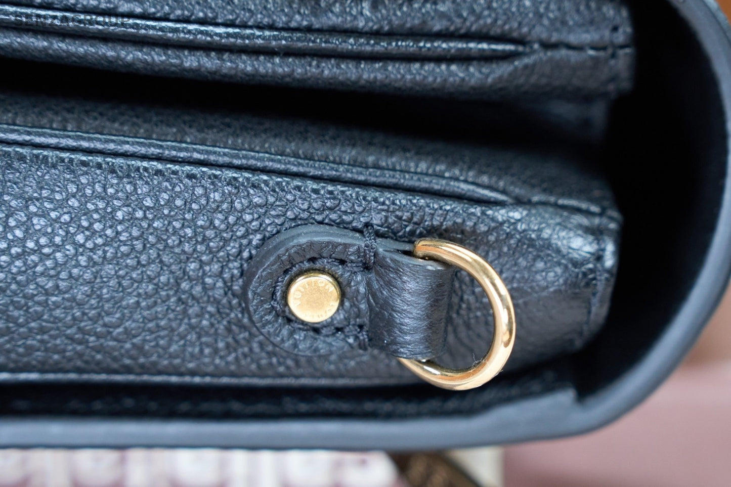 Louis Vuitton Embossed Leather Messenger Bag Shoulder Crossbody Bag Women Black