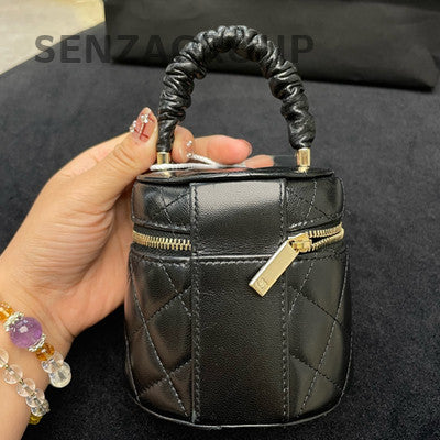 Chanel Black Quilted Gold Bucket Bag Classic Women's Fashion
