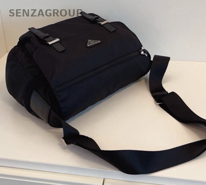 Prada Canvas Messenger Shoulder Crossbody Bag Black Unisex Adults