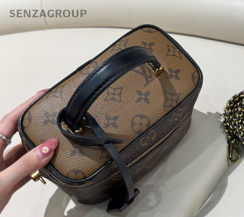 Louis Vuitton Vanity Box Monogram 2way Shoulder Handbag Brown Women Classic