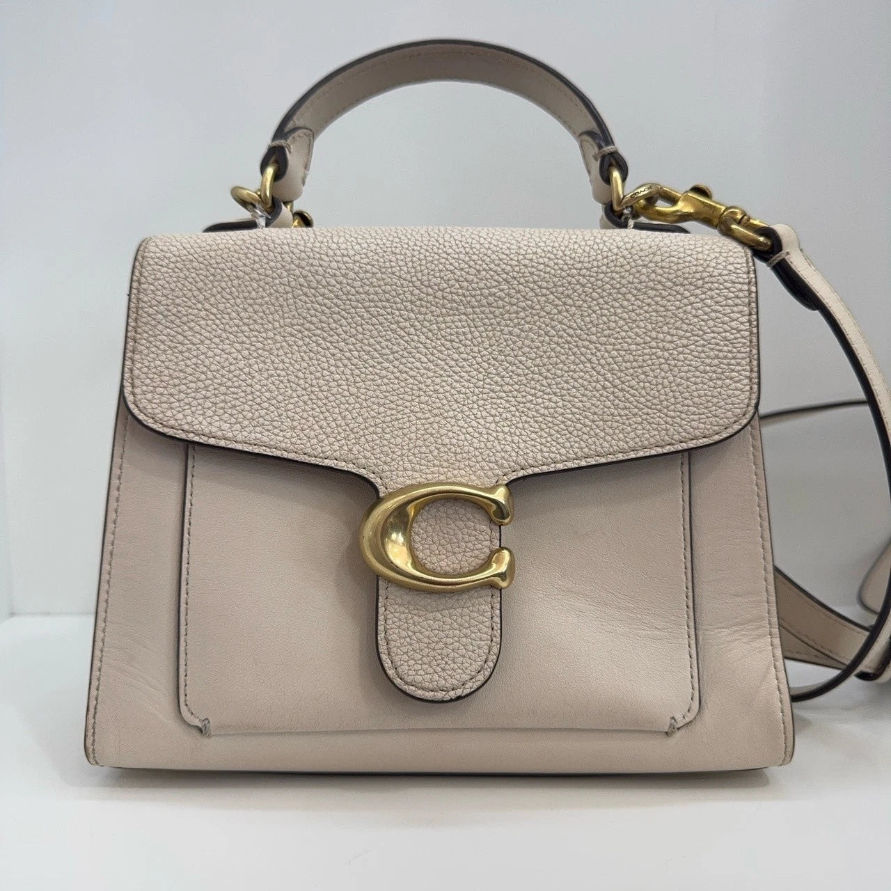 COACH Tabby 20 Women's Calf Leather Top Handle Shoulder Crossbody Bag Pink White
