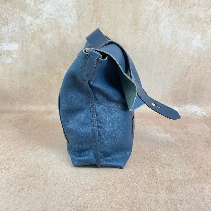Loewe Blue Calfskin Flap Messenger Box Handbag For Women