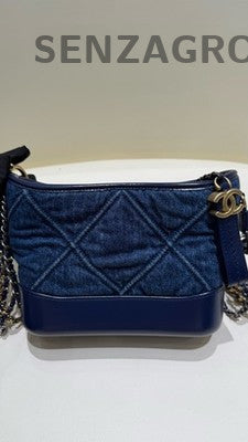 Chanel Denim Blue Gold Chain Shoulder Bag Women Fashion