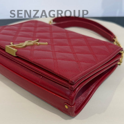 YSL Saint Laurent Becky Red Quilted Chain Crossbody Bag Classic Women