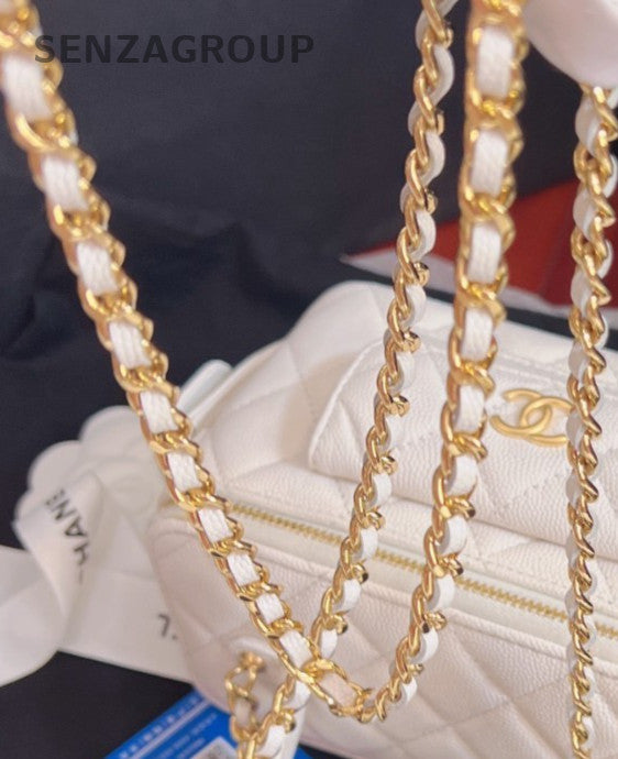 Chanel 23B Cargo Calfskin Top Handle Chain Shoulder Bag Crossbody White Women