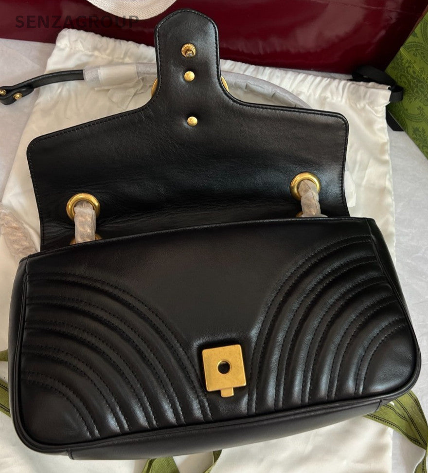 GUCCI GG Marmont 26 Black Gold Chain Shoulder bag Crossbody Almost Brand NEW