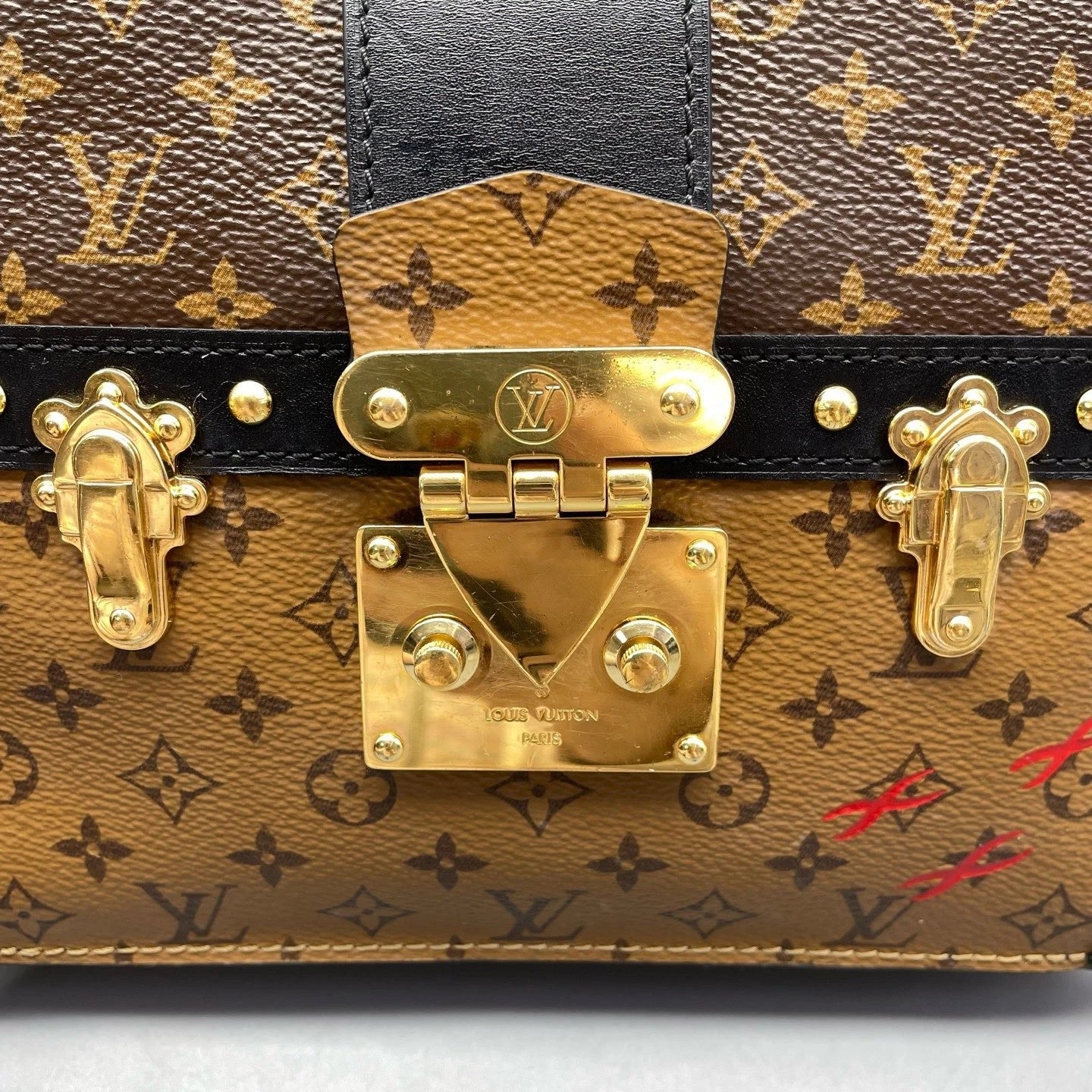 Louis Vuitton Petite Malle Monogram Canvas Shoulder Crossbody Brown GHW