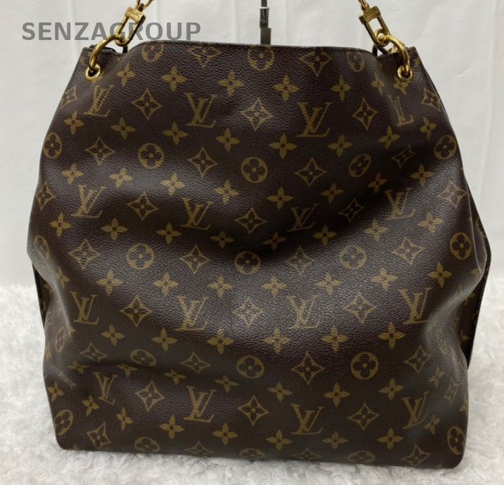 Louis Vuitton Monogram Hobo Handbag Shoulder Bag Brown Gold Women Classic