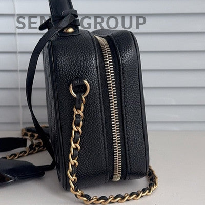 Chanel Small Camera Bag Quilted Chain Crossbody Black Gold Women Fashion