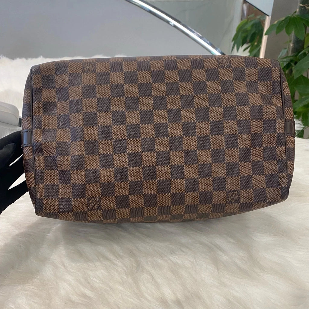 Louis Vuitton Speedy 30 Damier Ebene Canvas Shoulder Bag Classic Women's