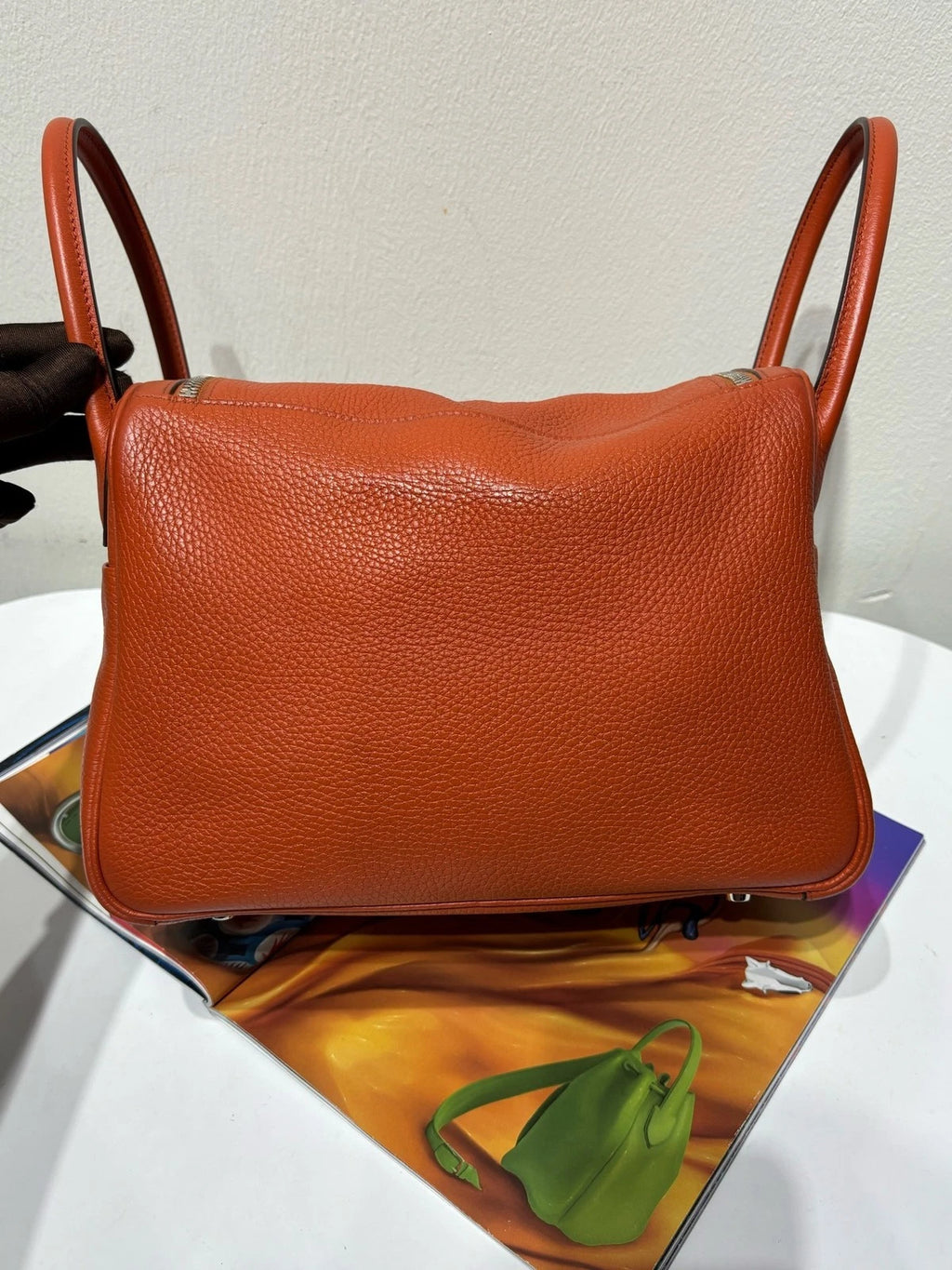 Hermes Lindy 30 Orange Leather Shoulder Handbag For Women