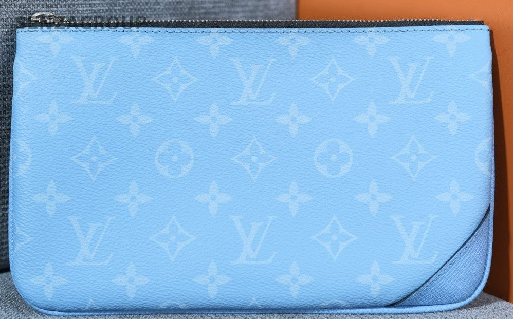 Louis Vuitton Monogram Zipper Detachable Strap Shoulder Bag Blue Black Women