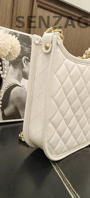 Chanel Hobo Bag White Gold Lambskin Quilted Chain Shoulder Bag Classic