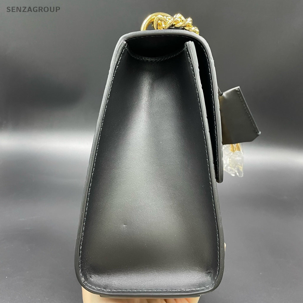 Gucci Padlock Chain Shoulder Bag Black Gold Used Women Classic Fashion