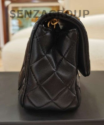 Chanel Black Quilted Gold Chain Shoulder Bag Classic Fashion Women
