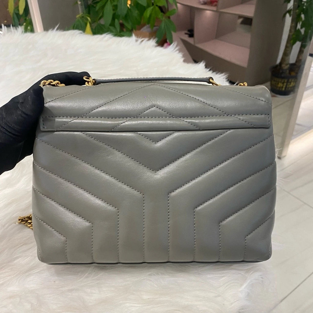 Saint Laurent YSL Classic Gray Gold Chain Shoulder Crossbody Bag