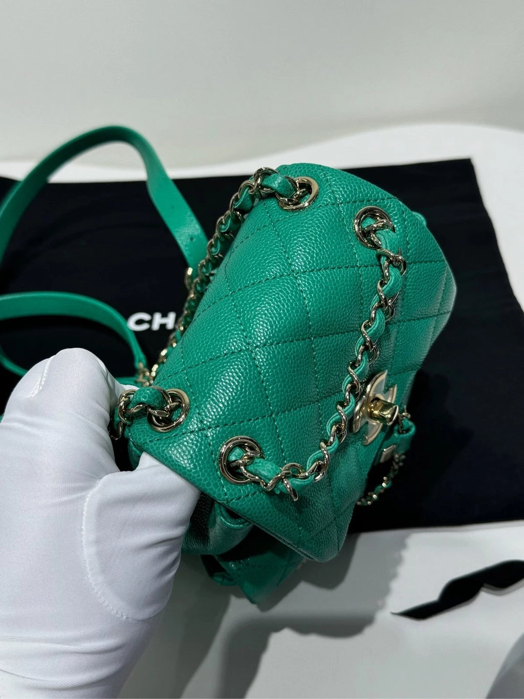CHANEL Mint Green Grained Leather Small Duma Backpack For Women