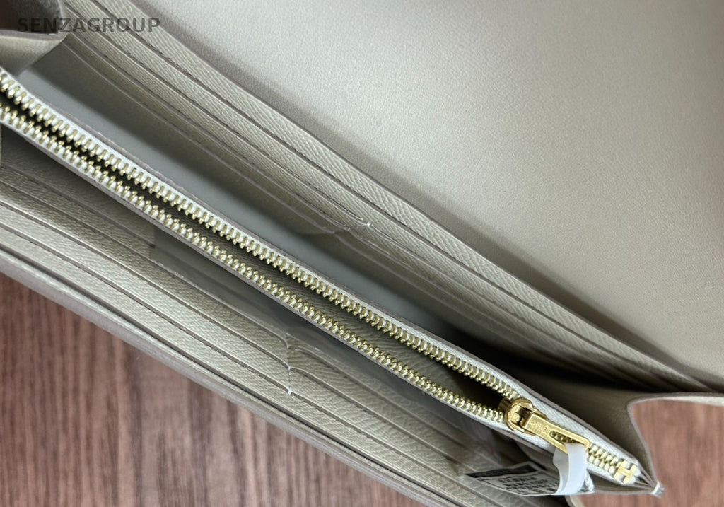 Hermes Constance Epsom Leather Long Wallet White Gold Used Women Classic