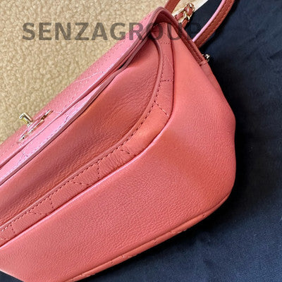 Chanel Pink Calfskin Gold Quilted Chain Shoulder Bag Women's Fashion