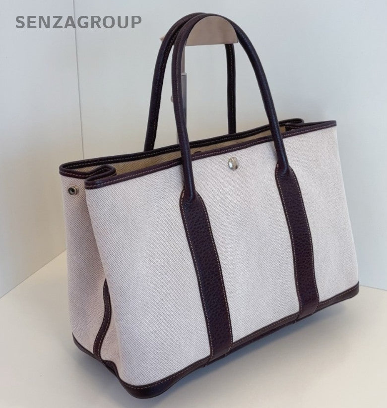 Hermes Garden Party36 Top Handle Bag Beige Brown Silver Used Women Classic