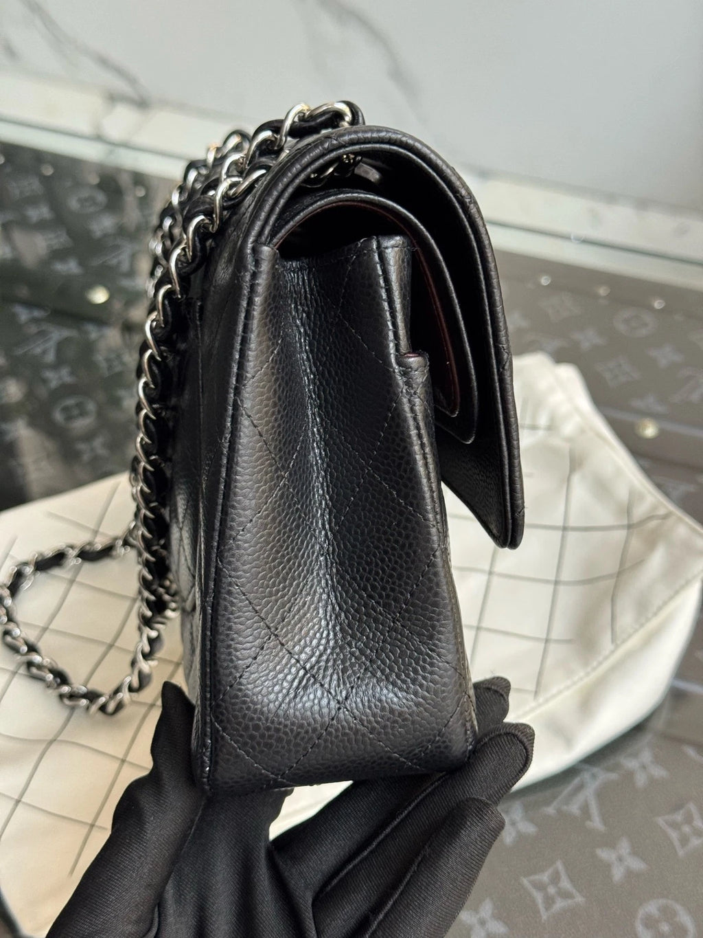 CHANEL CF Medium Black Silver Shoulder Bag for Women