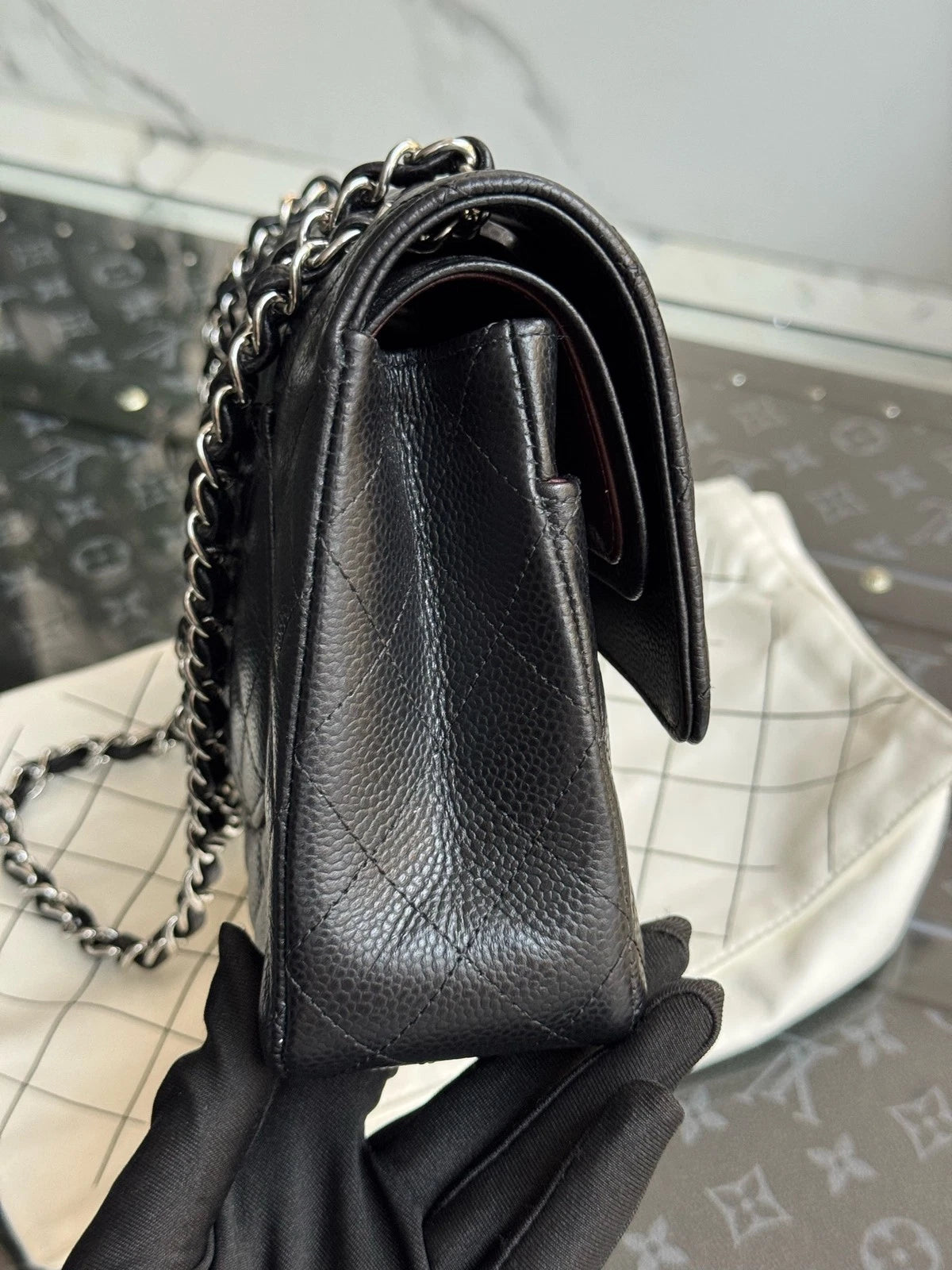 CHANEL CF Medium Black Silver Shoulder Bag for Women