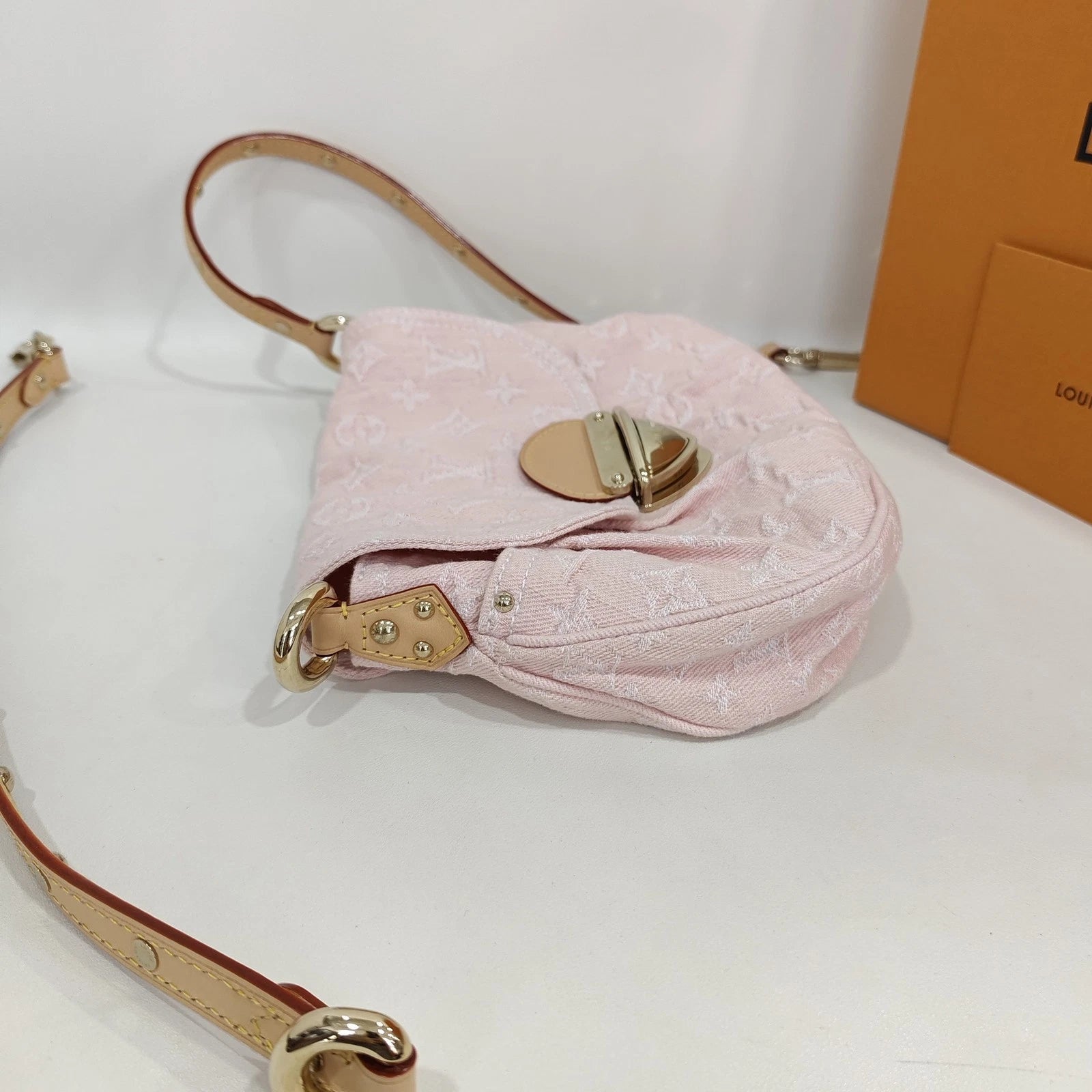 Louis Vuitton Pink Monogram Denim Sunset Shoulder Bag Gold Hardware
