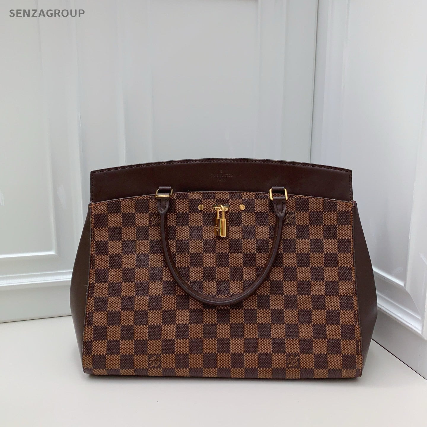 Louis Vuitton Damier Ebene Top Handle 2way Shoulder Handbag Brown