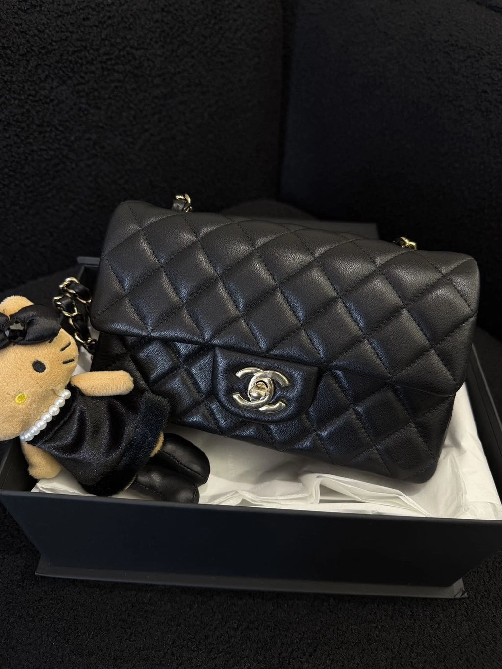 CHANEL Black Lambskin Mini CF Shoulder Bag For Women