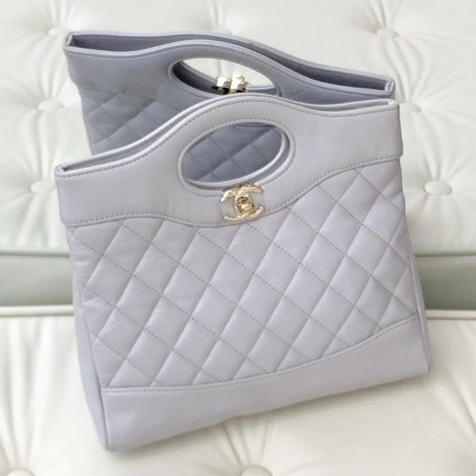 Chanel 31Bag Mini Lambskin Top Handle Shoulder Crossbody Bag Gray Women S
