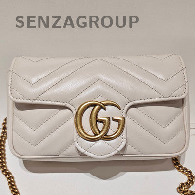 Gucci Marmont Mini White Gold Chain Shoulder Crossbody Bag