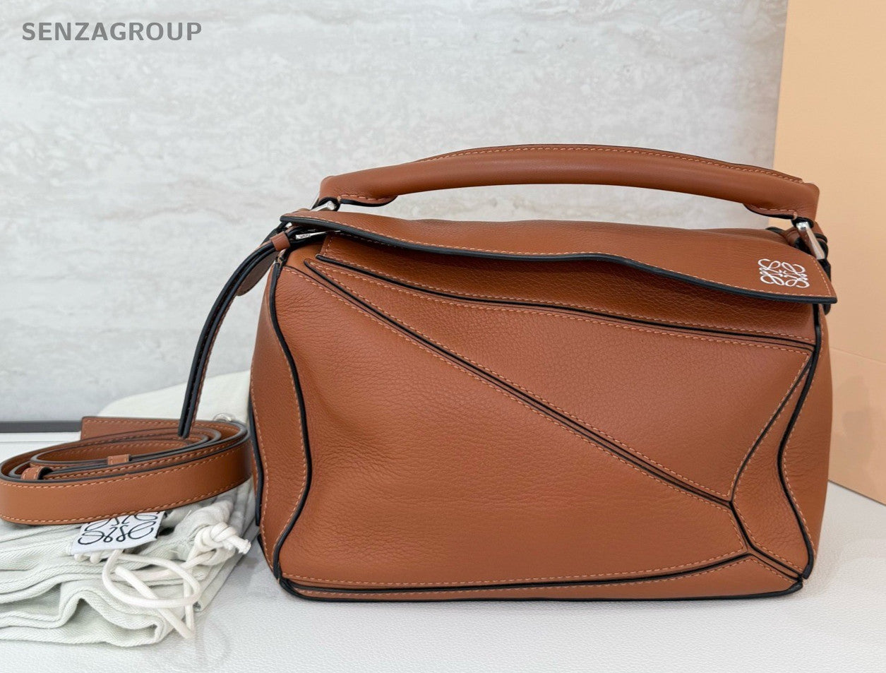 Loewe Puzzle Top Handle Calfskin 2way Shoulder bag Brown Classic