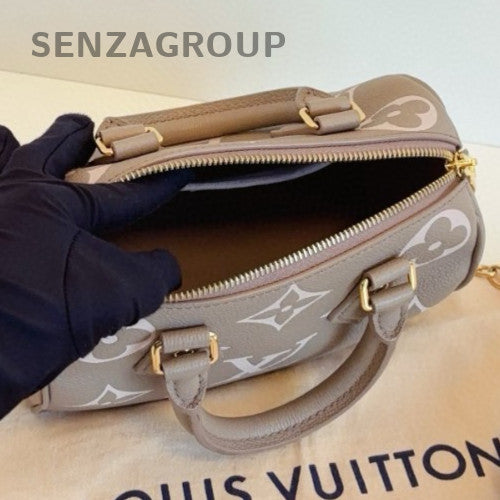 Louis Vuitton Speedy20 Monogram Top Handle Bag Crossbody Gray Gold Women Classic