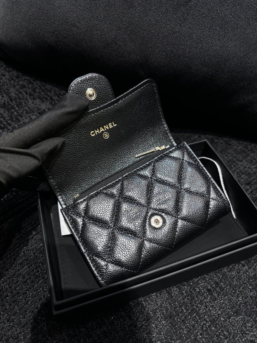 Chanel CF Black Card Holder Wallet For Women